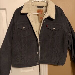 Levi's Charcoal Corduroy Jacket with Cream Sherpa